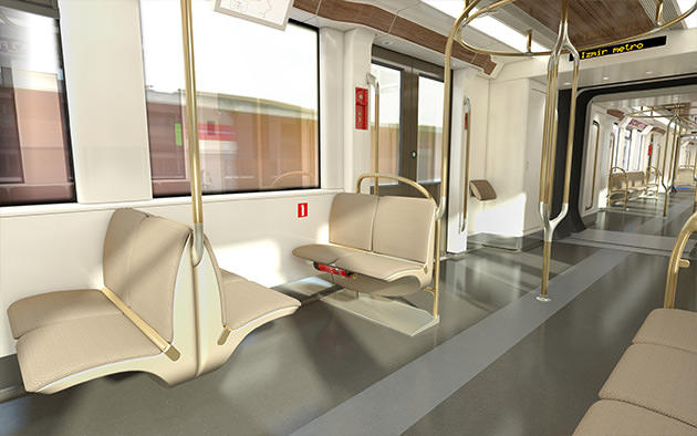 yeni tasarlanan izmir metrosu vagonlarının oturma alanları