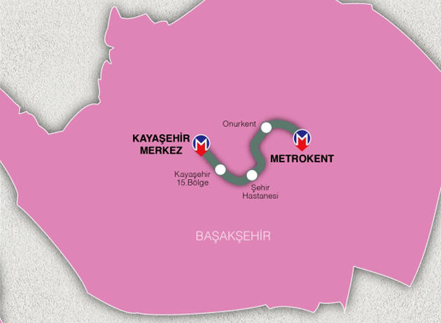 başakşehir kayaşehir merkez metrokent metrosu güzergahı ve durakları