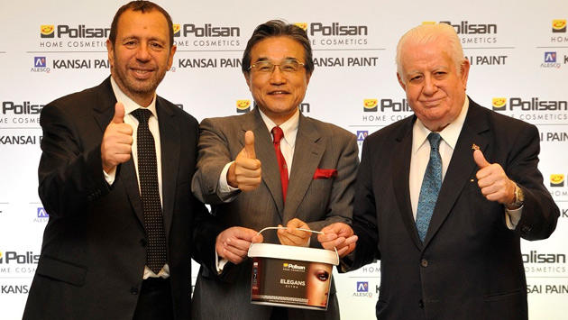 Polisan Holding CEO’su Erol Mizrahi, Kansai Paint Başkanı Hiroshi Ishino, Polisan Holding Yönetim Kurulu Başkanı Necmettin Bitlis