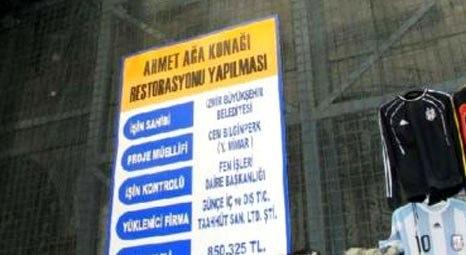 İzmir’de Ahmet Ağa Konağı’nın çatısı çöktü!