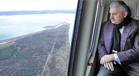 Binali Yıldırım, İstanbul-İzmir otoyol projesini helikopterden inceledi!