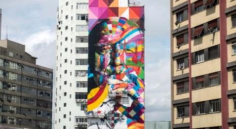 Eduardo Kobra, Sao Paulo’daki 56 metrelik bir binanın dış cephesine Mimar Oscar Niemeyer’in portresini yapıyor!