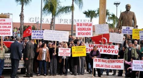 Antalya Kemer'de 2B arazilerinin rayiç bedelleri protesto edildi! 