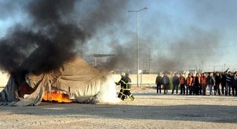 Şanlıurfa’da çadır kentte yangın tatbikatı yapıldı