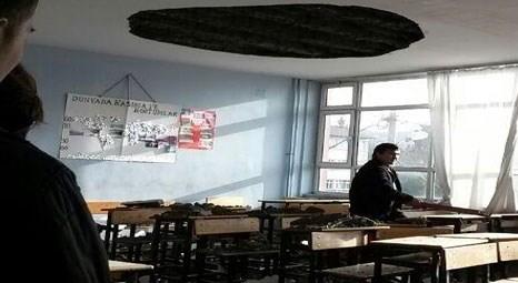 Zonguldak Ereğli Lisesi’nde sınıfın tavanı çöktü