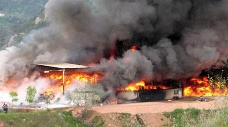 Bursa Çimento Fabrikası'nda çıkan yangın korkuttu 