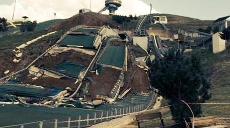 Erzurum'daki atlama kuleleri çöktü