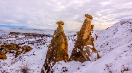 Kapadokya, karlar altında da göz alıyor!