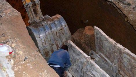 Kanalizasyon inşaatında göçük