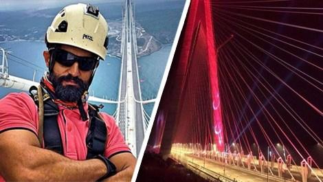 Yavuz Sultan Selim Köprüsü'nü dağcılar ışıklandırıyor 