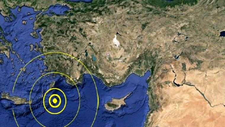 Akdeniz'de 4,6 büyüklüğünde deprem oldu