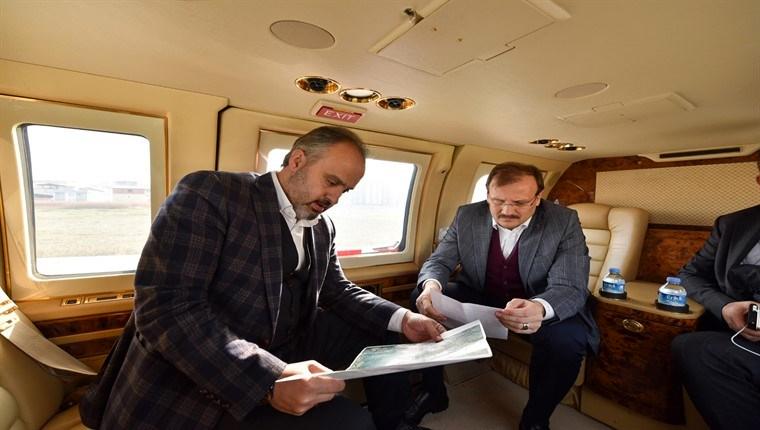 Bursa'daki yatırımlara helikopterli inceleme!