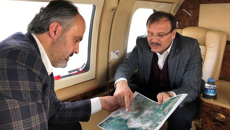 Çavuşoğlu ve Aktaş Bursa'daki projeleri havadan inceledi 