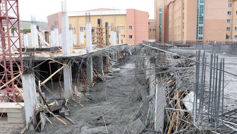 Erzincan'da hastane inşaatında çökme: 8 yaralı
