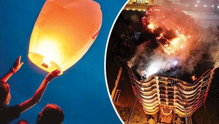 9 katlı binanın çatısını dilek balonu yakmış!