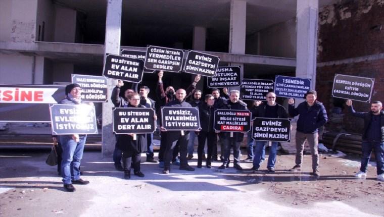 Hak sahiplerinden inşaat firmasına protesto