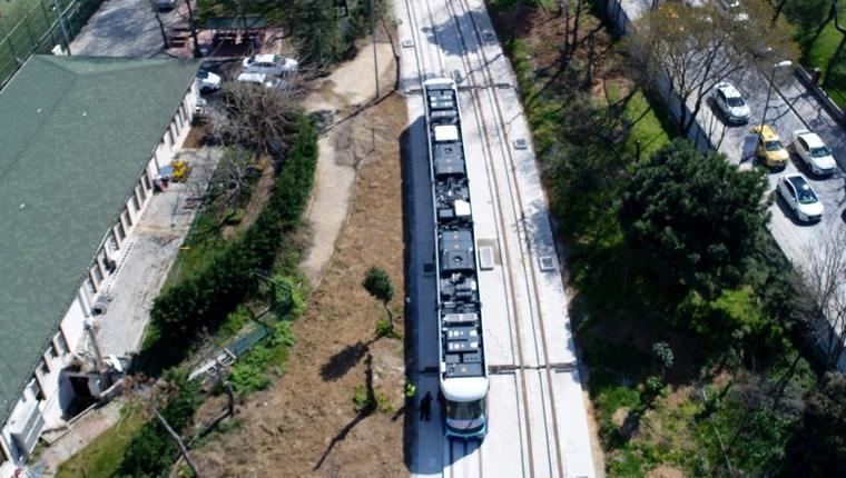 Eminönü-Alibeyköy tramvay hattı havadan görüntülendi 