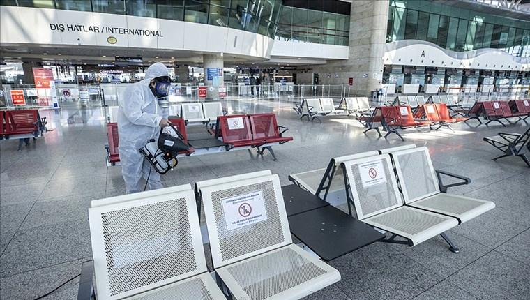 Esenboğa Havalimanı'nda dezenfekte çalışmaları devam ediyor!