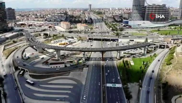 Kadıköy Fikirtepe bağlantı yolları inşaatı havadan görüntülendi