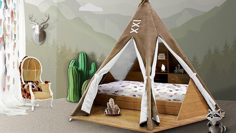 Çocuk odaları için çadırda yaşam alanı