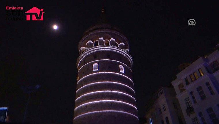 Galata Kulesi, video mappingle renklendirildi