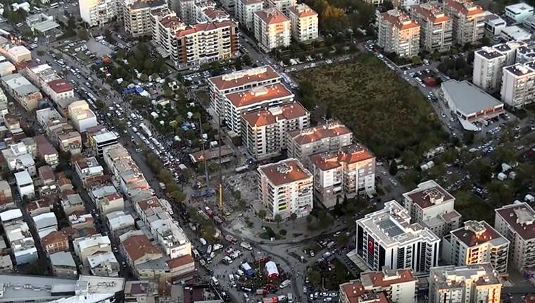 İzmir'de deprem bölgesi havadan görüntülendi