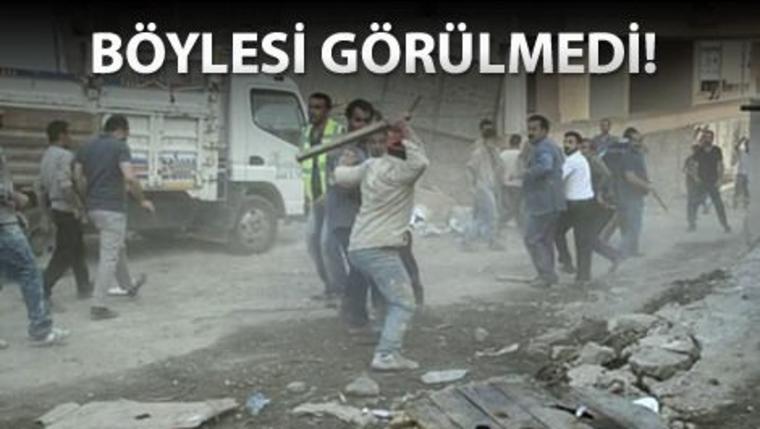 Erzurum'da inşaat işçilerin taşlı sopalı kavgası