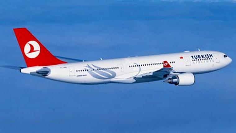 Havada Türk Hava Yolları'na ait uçak