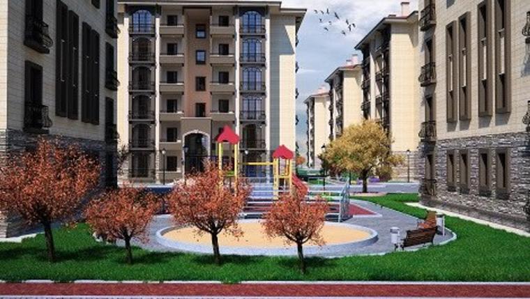 oyun parkı ve onu çevreleyen evler bulunuyor